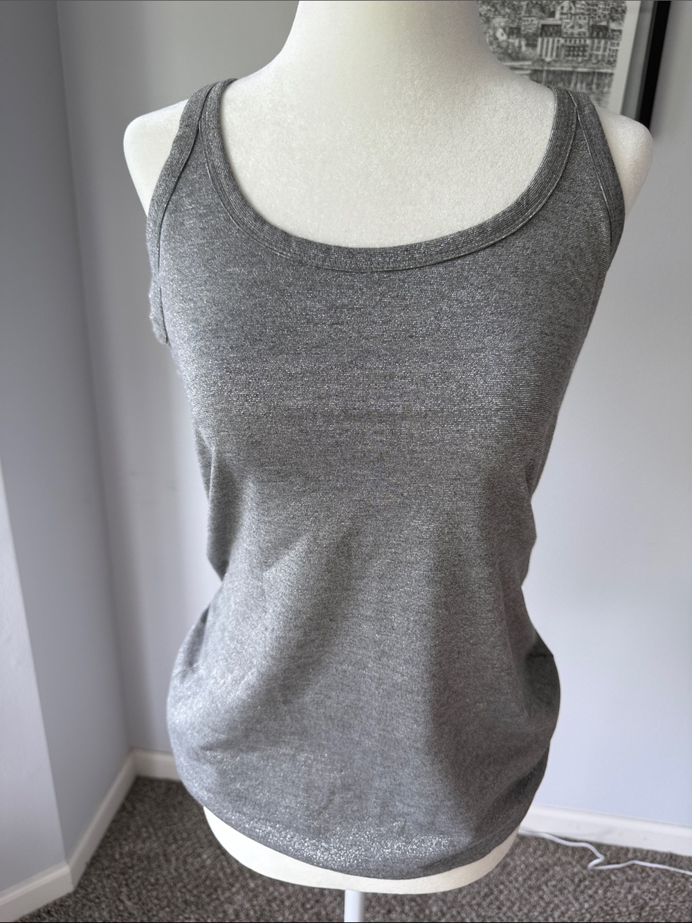 Banana Republic Silver Gray Sparkly Tank, Medium
